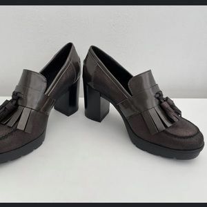 GEOX Respira Ladies Abrienne Golden/Brown Leather Loafers Court